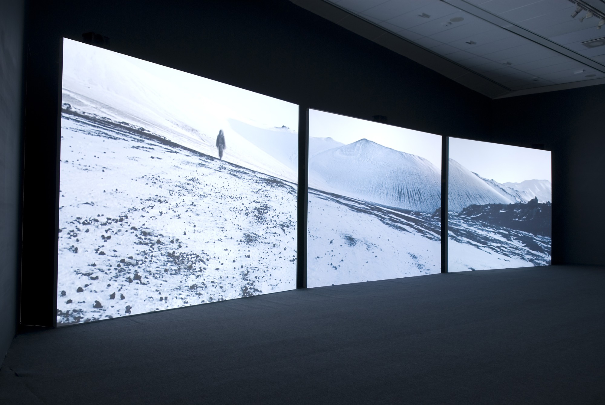 Isaac Julien: True North. Bildmuseet, Umeå University, 2007  14'' 20', three-screen projection, 16mm film transferred to DVD, black & white/colour, sound.