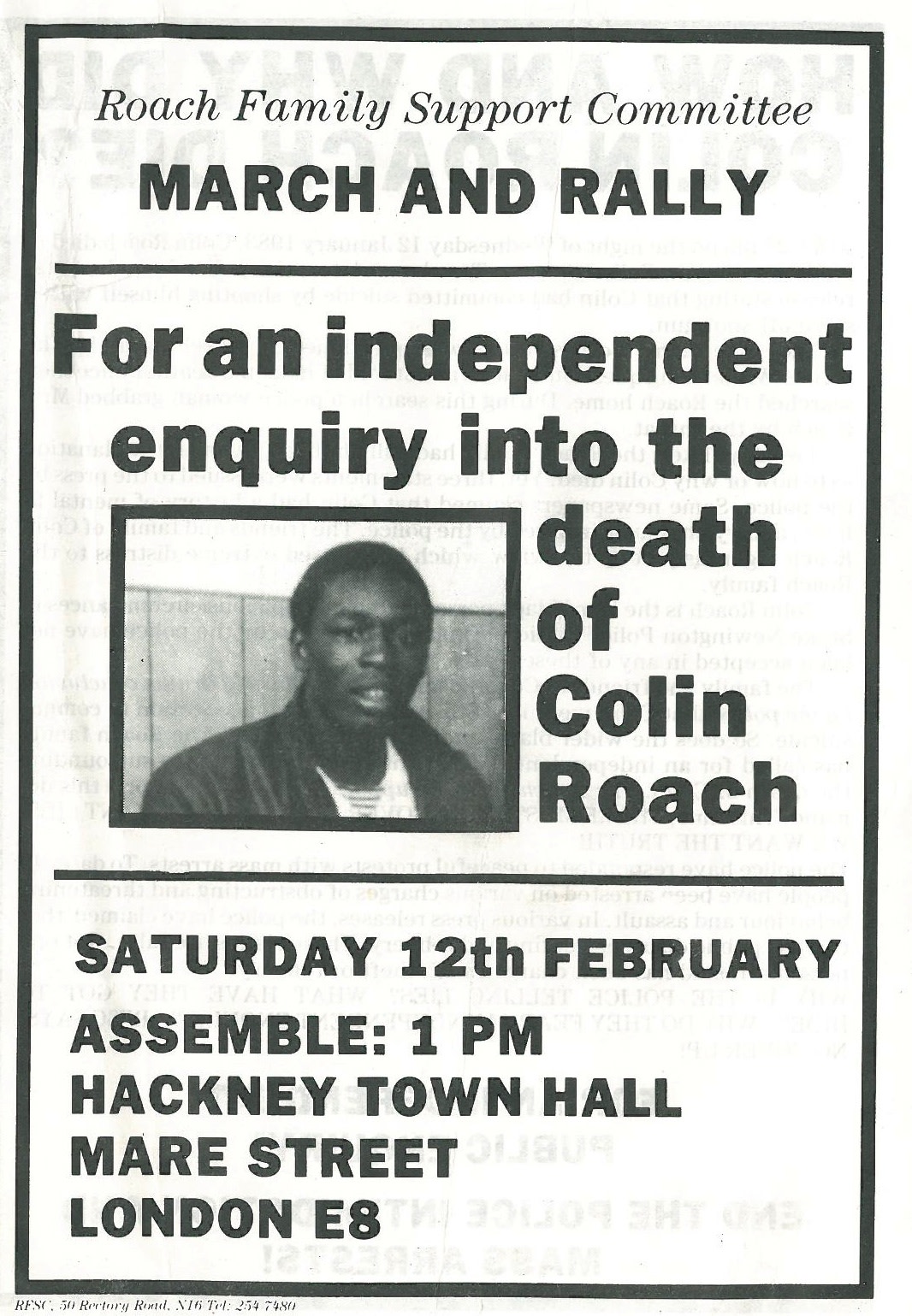 Flyer for a rally in Hackney  1983