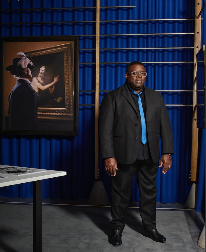 Isaac Julien in his London studio. Photograph Leon Chew.